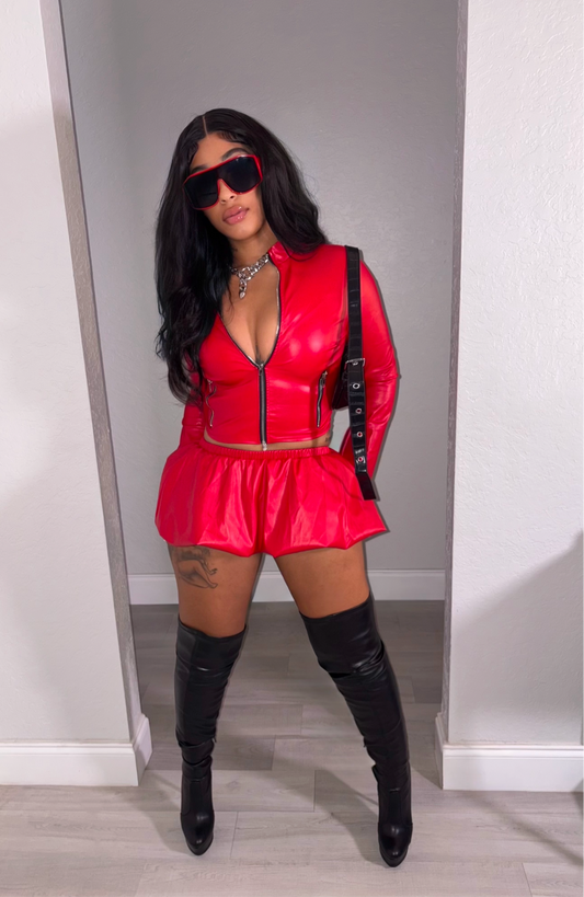 Leather Skirt Set